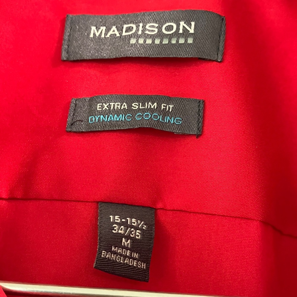 Madison Men's Red Dynamic Cooling Dress Shirt Extra Slim - Picture 2 of 5